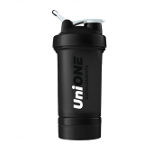 Shaker Bottle UniOne сетка+доп.отсеки 500 ml (черный)